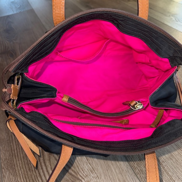 Dooney & Bourke Black with Brown Leather Trim Nylon shoulder tote bag - Picture 11 of 16